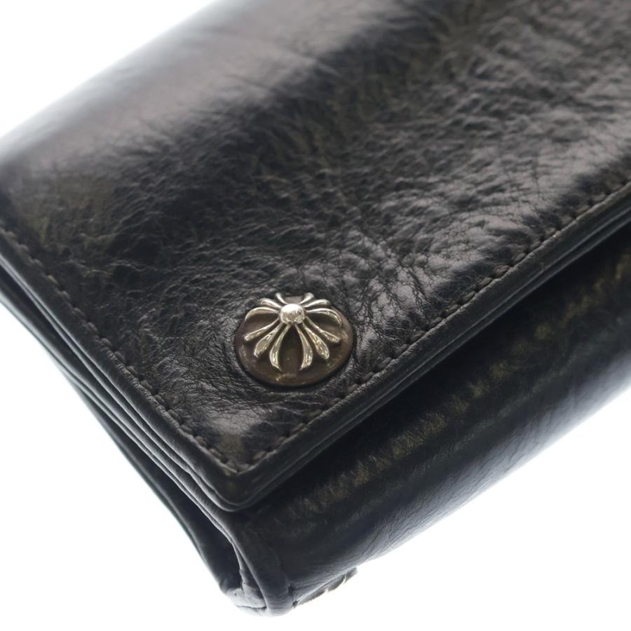 クロムハーツ3FOLD クロスパッチ付きクロスボタンレザーウォレット 財布 CHROME HEARTS（クロムハーツ） 3FOLD 3フォールド クロスボールボタン