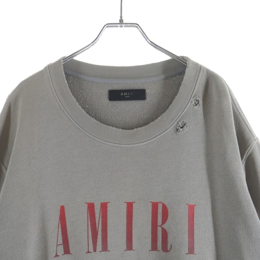 AMIRI アミリ SHOTTGUN ショットガン ヴィンテージ加工 フロントプリント クルーネックスウェットトレーナー グレー AMIRI（アミリ） SHOTTGUN ショットガン ヴィンテージ加工 フロント