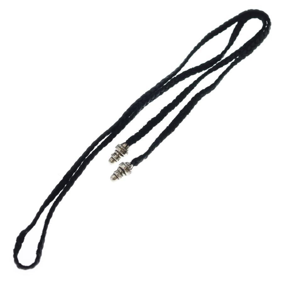 確実本物美品クロムハーツレザーブレードボロチップネックレス付属完備 CHROME HEARTS（クロムハーツ） LEATHER BRAID ネックレス レザー