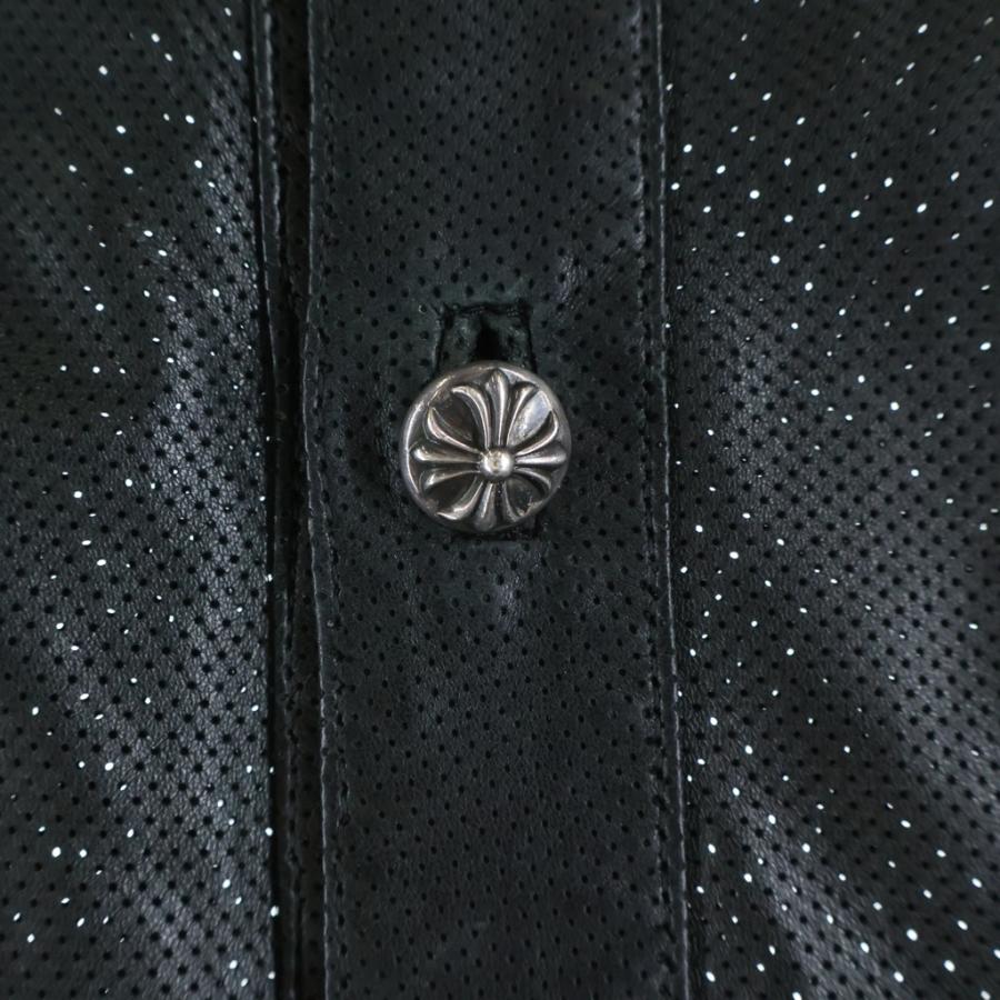 クロムハーツ　ブラックレザー　パース　クロスボール(美品) CHROME HEARTS（クロムハーツ） PUNCHING LTHR CRS BALL パンチング