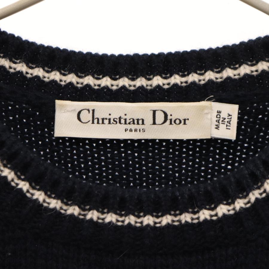 DIOR ディオール 22AW Logo S/S Knit Sweater ロゴショートスリーブ半袖ニット ネイビー レディース 224S09AM308 Dior - DIOR ディオール 22AW Logo S/S Knit Sweater ロゴショート