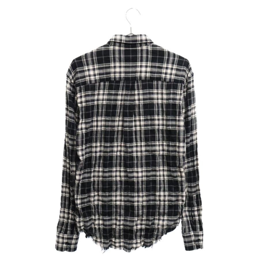 サンローランパリ Raw Hem Flannel Shirt 411620 Y018P シワ加工ロー 