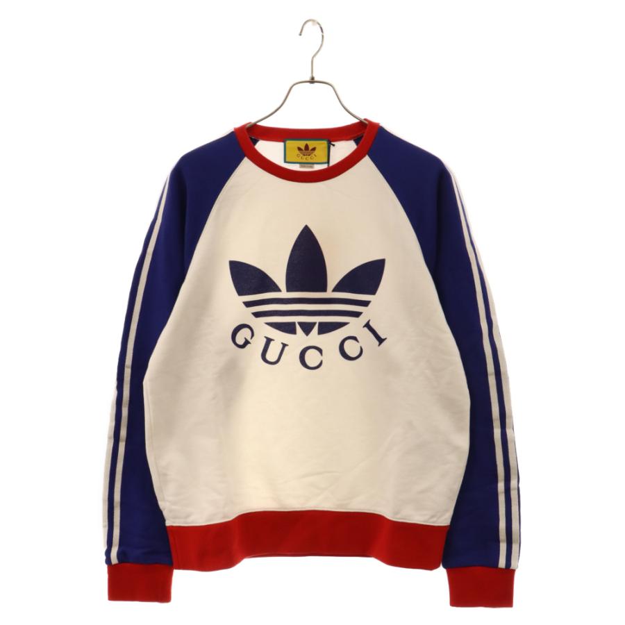 GUCCI グッチ 23SS×adidas ロゴプリント3ストライプクルーネック
