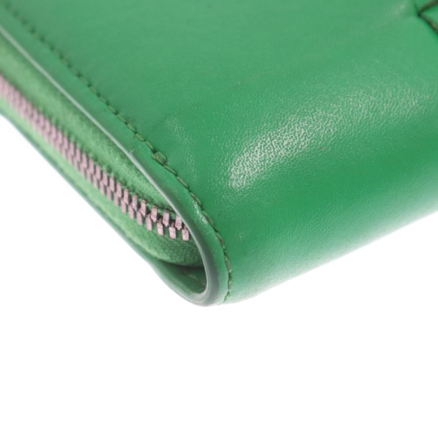 ボッテガヴェネタ カセット ラウンドジップ 長財布 グリーン 緑