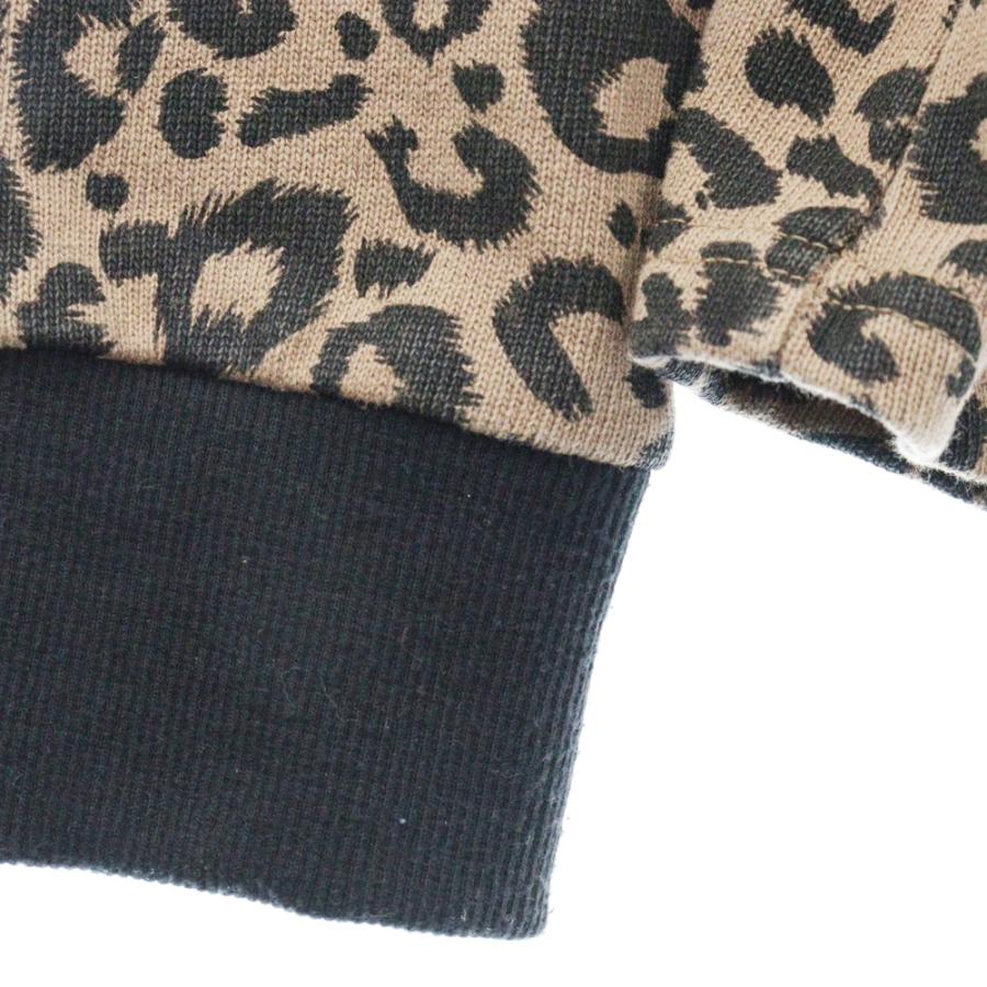 EXAMPLE エグザンプル レオパードボタンフーディージャケット ブラウン  