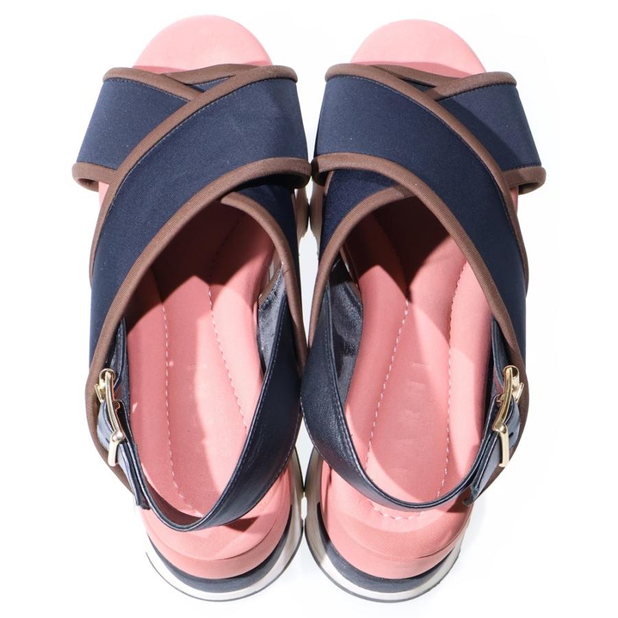【新品未使用】MARNI マルニ　ブラウン クロスストラップサンダル　37 箱付 マルニ MARNI クロスサンダル ストラップ 厚底 レザー イタリア製
