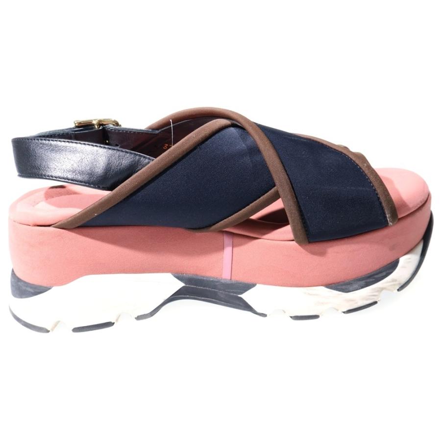 MARNI クロスストラップ厚底サンダル ホワイト/ブラック MARNI（マルニ） クロスストラップ 厚底サンダル マルチ レディース