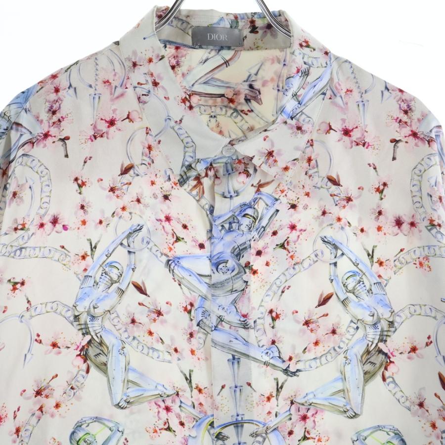 クリスチャン・ディオール Christian Dior フローラル総柄シルクシャツ 241V29A684 ホワイト シルク レディース 半袖シャツ クリスチャン・ディオール Christian Dior フローラル総柄半袖シルク