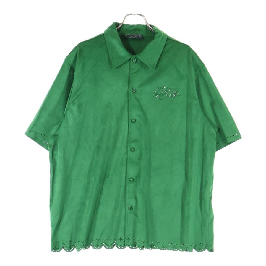 KITH（キス） 25SS ロゴ入り マイクロスウェード 半袖シャツ グリーン