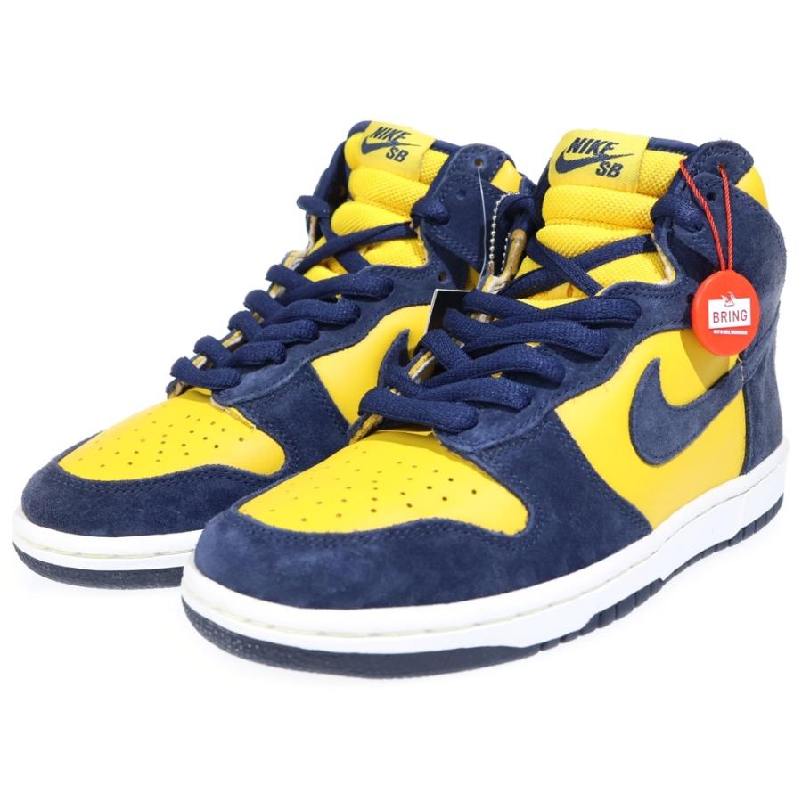 NIKE ナイキ 【観賞用2005年製】20周年 DUNK HIGH MICHIGAN 305050-741 ダンク ミシガン ハイカットスニーカー イエロー/ネイビー US8.5/26.5cm NIKE（ナイキ） 【観賞用2005年製】20周年 DUNK HIGH MICHIGAN 305050