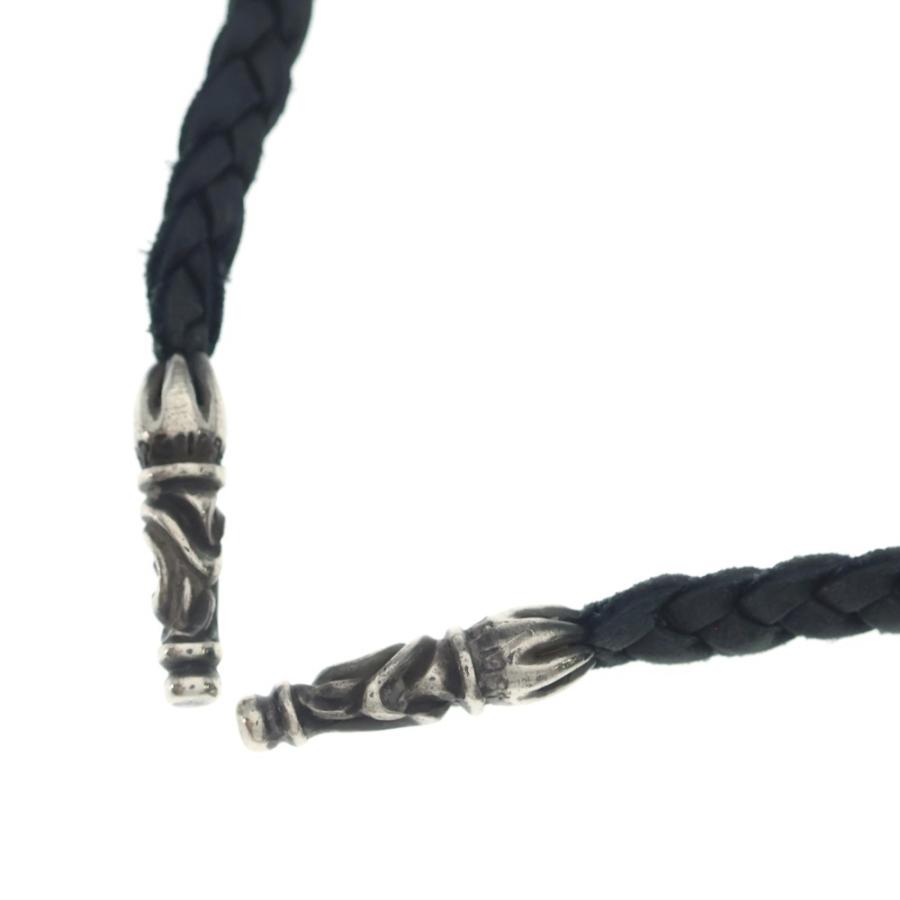 CHROME HEARTS クロムハーツ LEATHER BRAID SCROLL ネックレス レザーブレイドネックレス ブラック/シルバー BCA377 CHROME HEARTS（クロムハーツ） LEATHER BRAID SCROLL ネックレス
