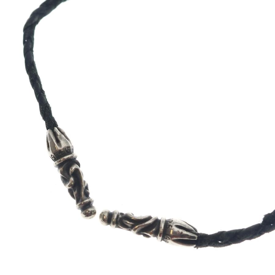 クロムハーツネックレス 編み込みレザー CHROME HEARTS（クロムハーツ） LEATHER BRAID SCROLL ネックレス