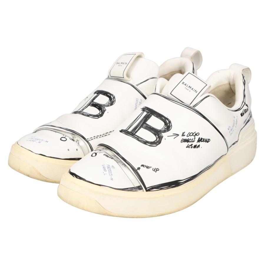 BALMAIN バルマン B-Court Sketch Effect Sneaker Bコート スケッチスニーカー ローカットスニーカー PB20015-Mホワイト｜shopbring｜03