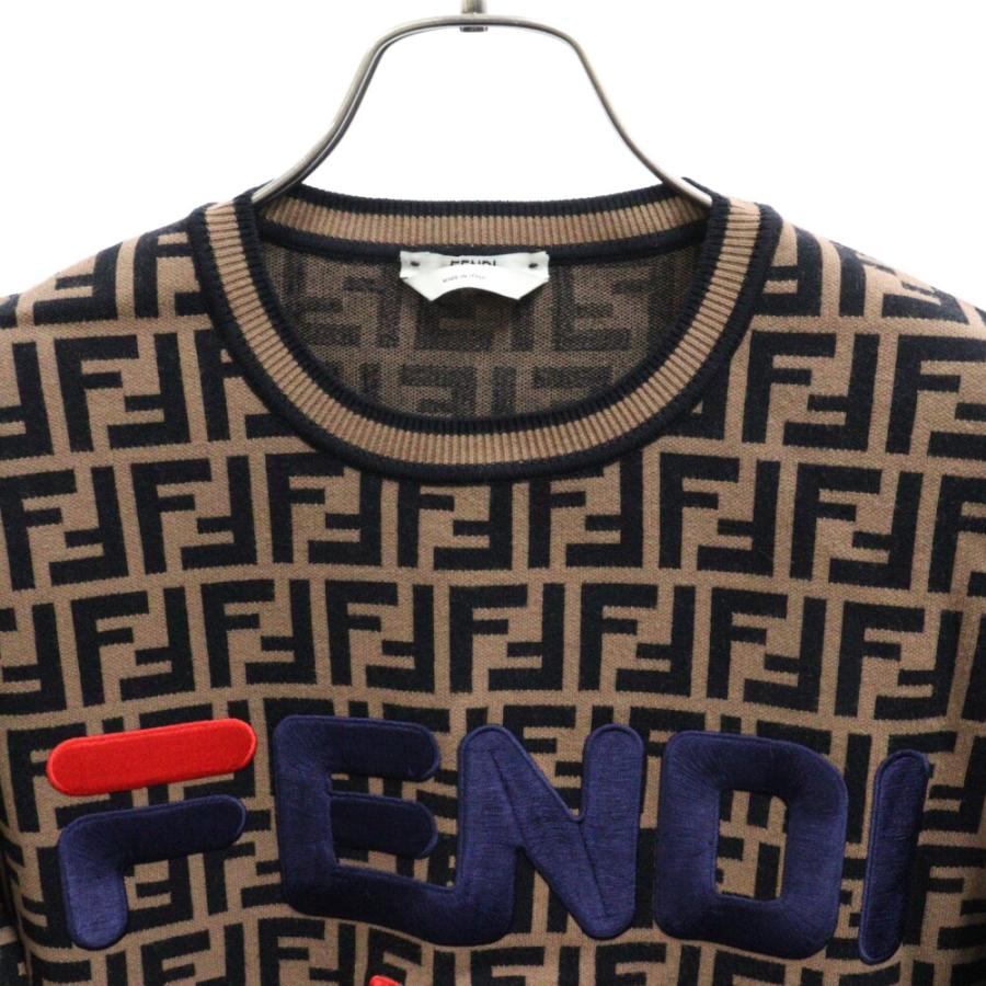 FENDI フェンディ 18AW ×FILA フィラ ズッカ柄 ロゴ刺繍 クルー FENDI フェンディ 18AW ×FILA フィラ ズッカ柄 ロゴ刺繍 クルー