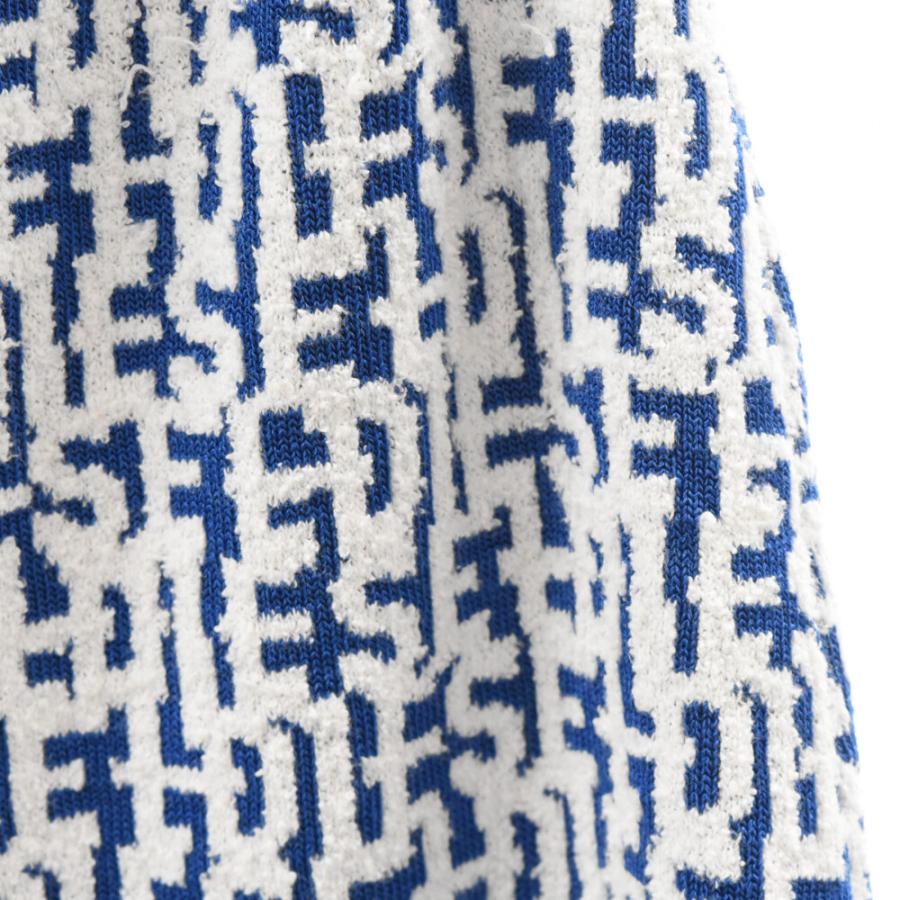 DIESEL ディーゼル ロゴ総柄 ジップアップ ニットスカート ブルー  