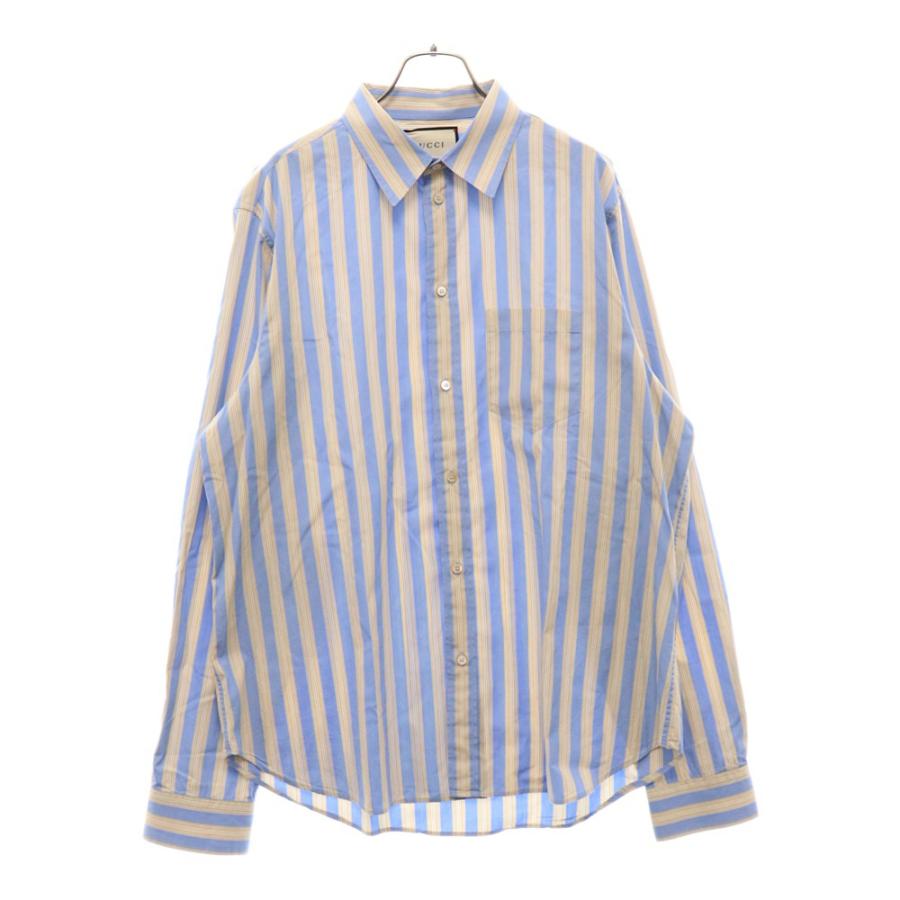GUCCI グッチ ストライプ 長袖シャツ 568356 ZAA3F ブルー GUCCI グッチ ストライプ 長袖シャツ 568356 ZAA3F ブルー
