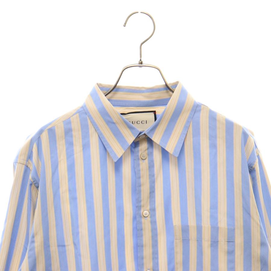 GUCCI グッチ ストライプ 長袖シャツ 568356 ZAA3F ブルー GUCCI グッチ ストライプ 長袖シャツ 568356 ZAA3F ブルー