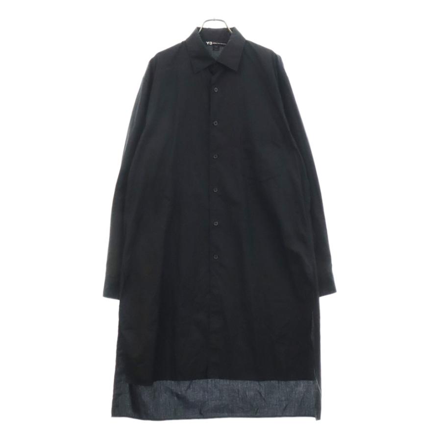 Y-3 ワイスリー 18SS バッグロゴプリント 長袖ロングシャツ ブラック 