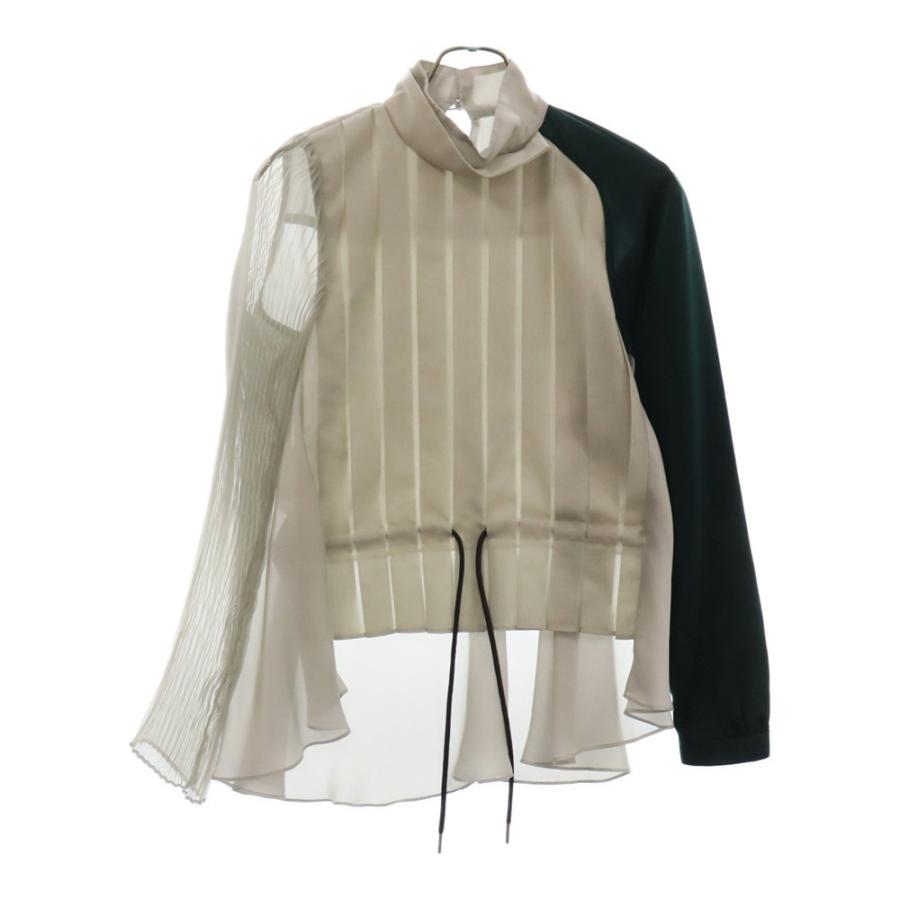 sacai（サカイ） 21AW Suiting Satin shirt 異素材ミックスサテン 