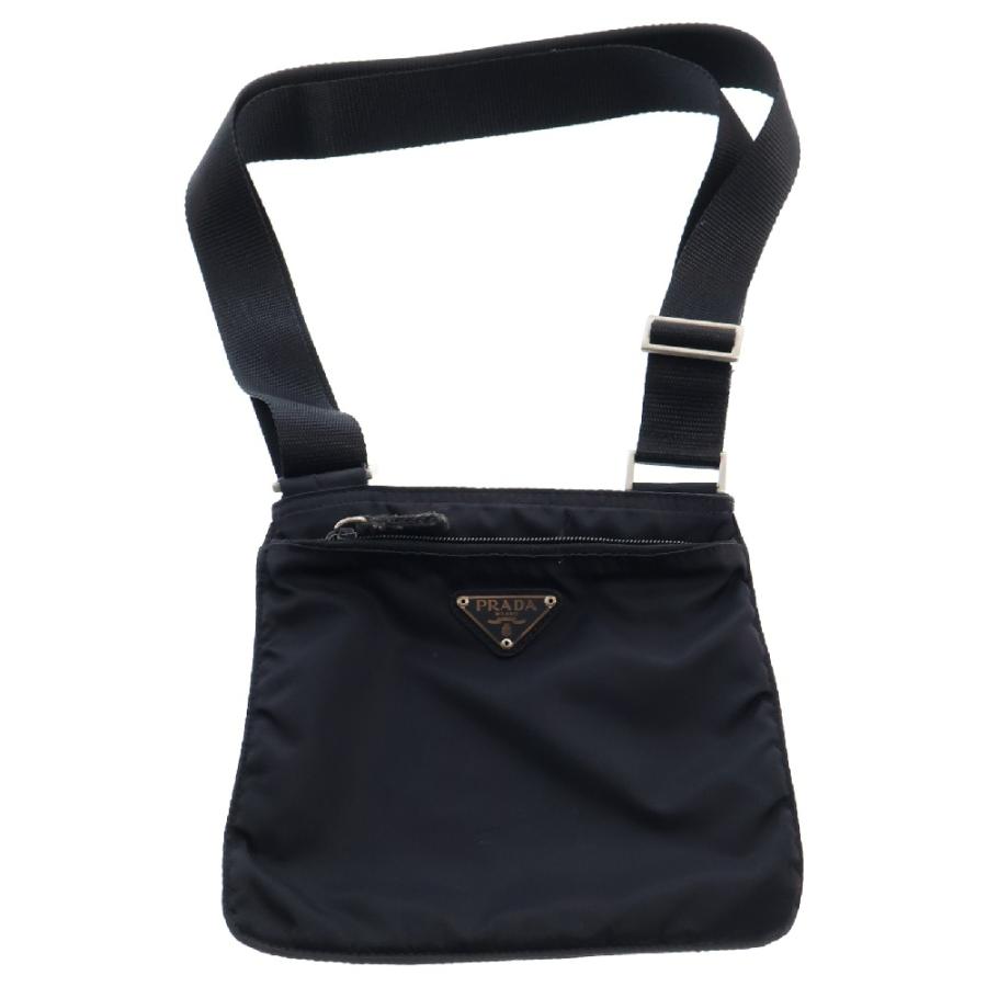 PRADA プラダ ショルダーバッグ ナイロン ブラック 三角ロゴ 正規品 中古・古着通販】PRADA (プラダ) 三角ロゴプレート ナイロンショルダー