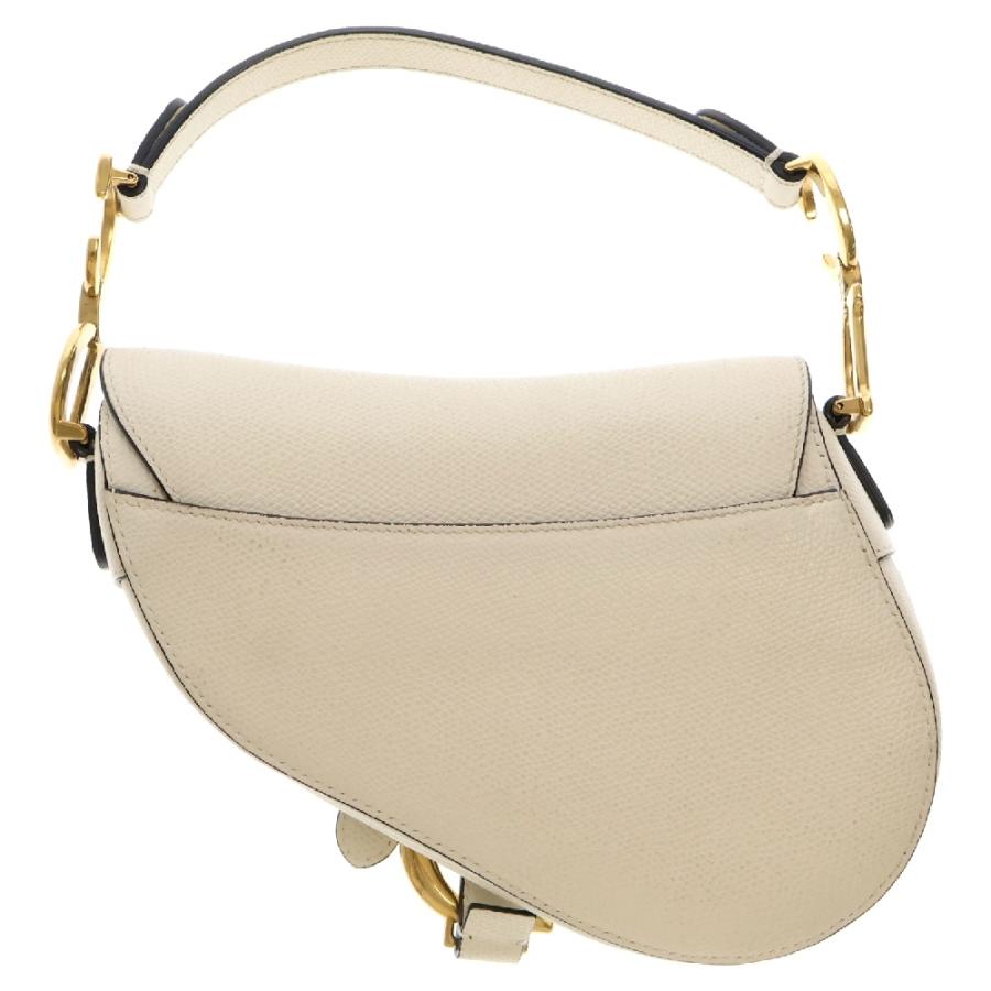 DIOR ディオール サドル レザーハンドバッグ ゴールド金具 ホワイト 