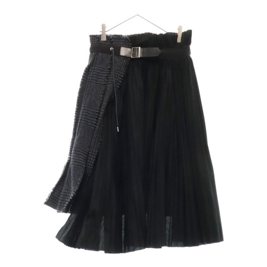 sacai（サカイ） 18AW Pleat Wrap Skirt-Tweed カットオフ加工
