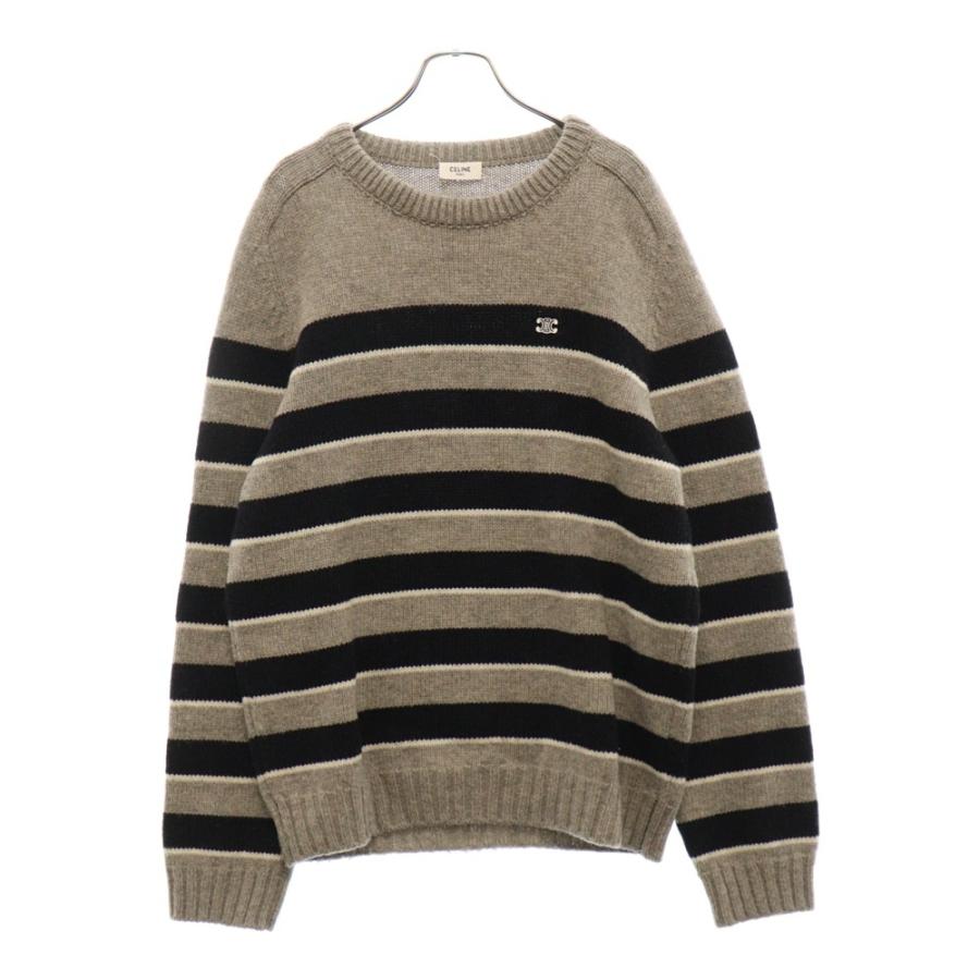 CELINE セリーヌ 23AW トリオンフ刺繍ストライプクルーネックニット  
