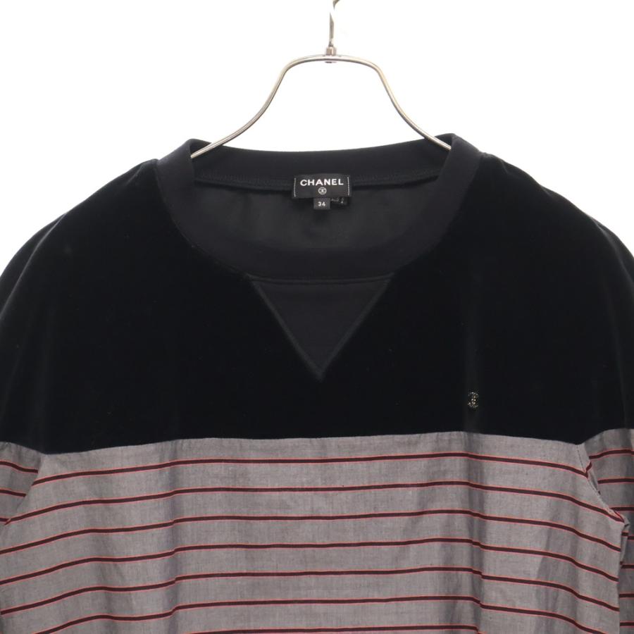 CHANEL（シャネル） 22AW ベルベット切替 ボーダー クルーネック