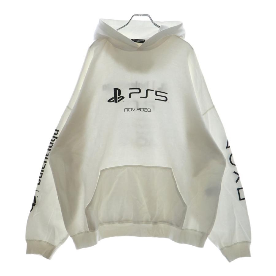 【美品】  BALENCIAGA / バレンシアガ | Playstation Boxy Hoodie プレイステーションボクシーフーディ パーカー | S | ブラック | レディース BALENCIAGA（バレンシアガ） 21AW Playstation Boxy Hoodie