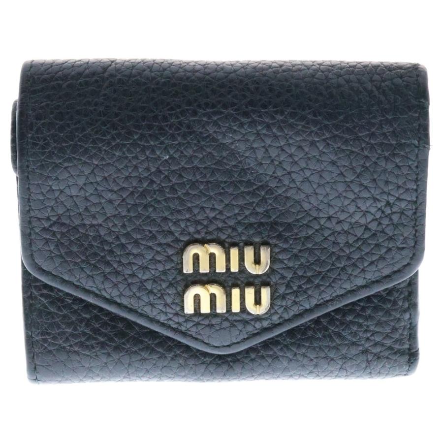 miumiu ミュウミュウ ロゴ ヴィッテロダイロレザー 三つ折り財布  