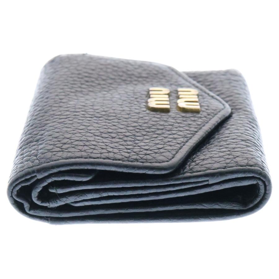 miumiu ミュウミュウ ロゴ ヴィッテロダイロレザー 三つ折り財布  