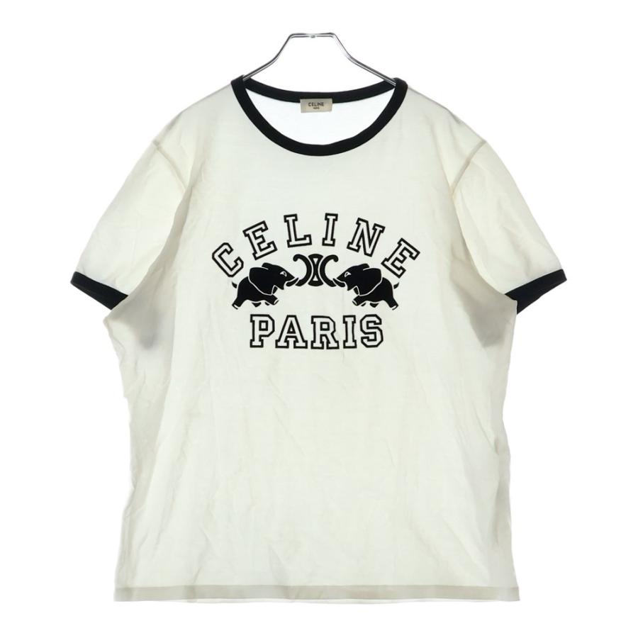 CELINE ロゴ ホワイト プリントTシャツ 半袖 CELINE (セリーヌ  