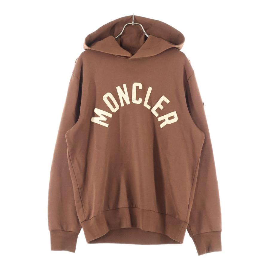 MONCLER（モンクレール） ロゴ刺繍 プルオーバーパーカー ブラウン