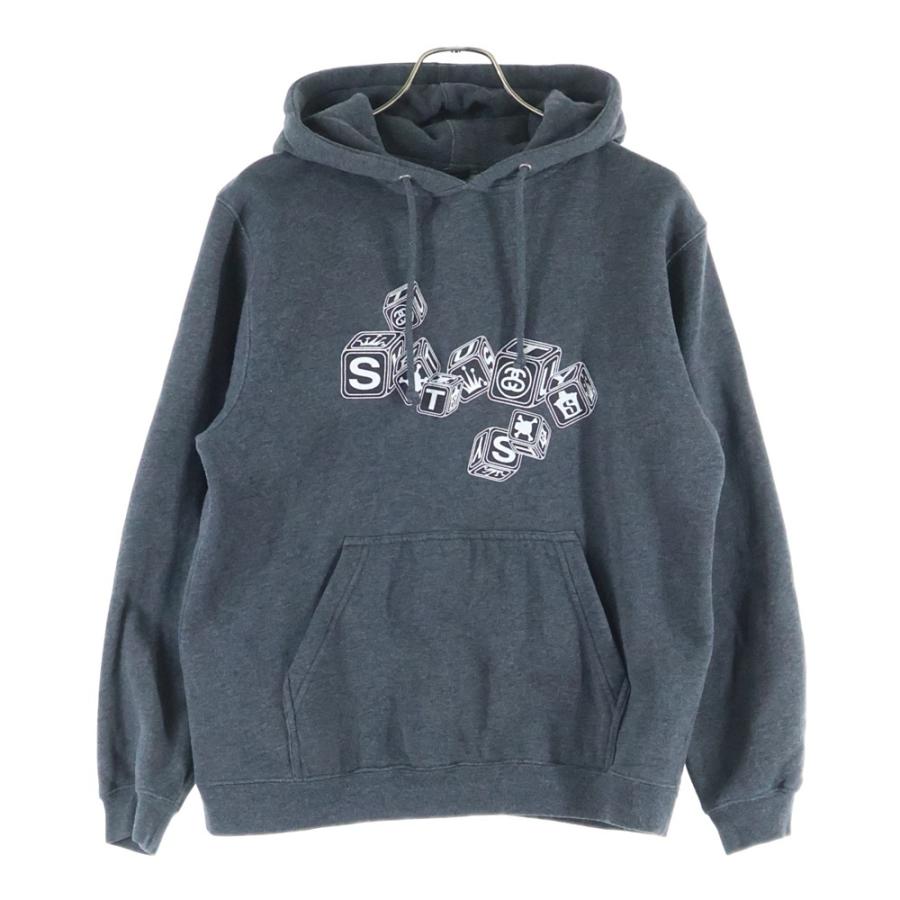 STUSSY（ステューシー） ロゴプリント プルオーバーパーカー グレー