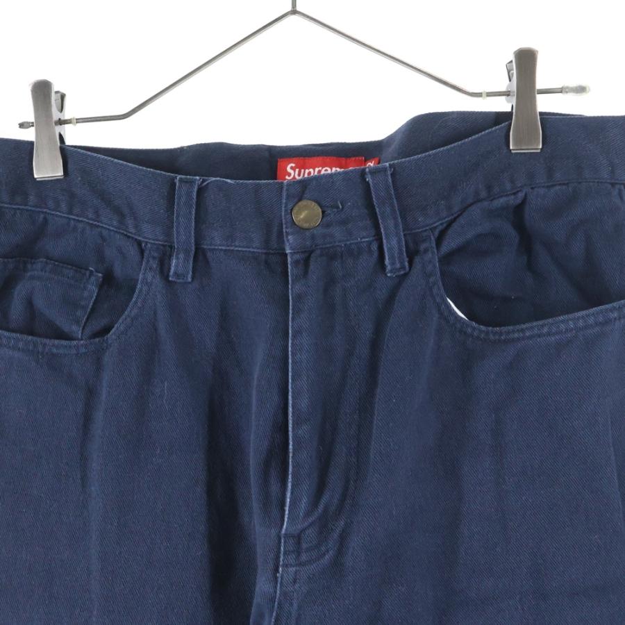 【値下げ】Supreme 紺　ネイビー　チノパン 刺繍ロゴ パンツ　ズボン 値下げ】Supreme 紺 ネイビー チノパン 刺繍ロゴ パンツ ズボン