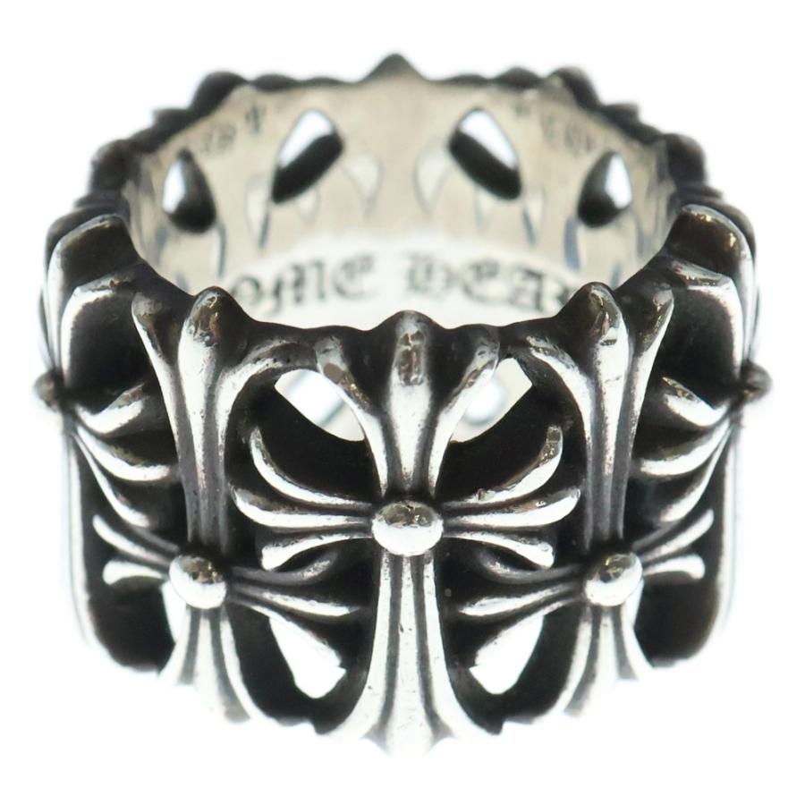 Chrome Hearts クロスモチーフ シルバーリング フローラルクロスハートリング 指輪 シルバー925 メンズ レディース
