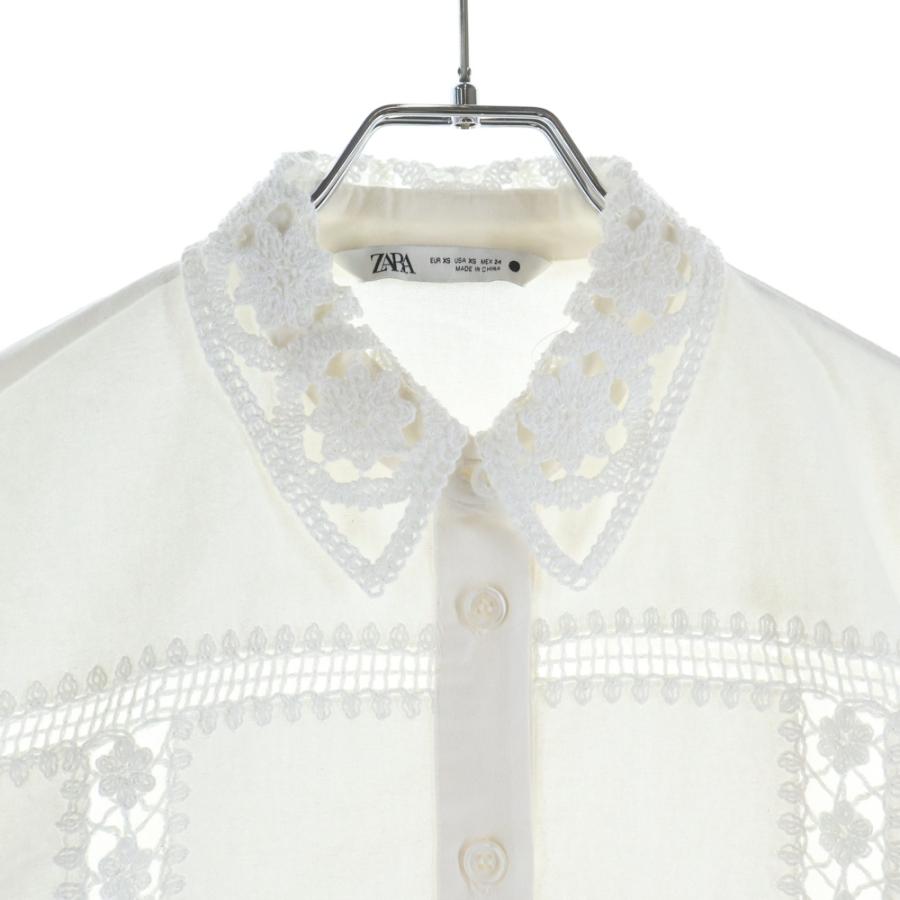 45R ホワイト レース装飾 長袖シャツ ZARA（ザラ） レース装飾 長袖シャツ ホワイト : BRING Yahoo!ショップ