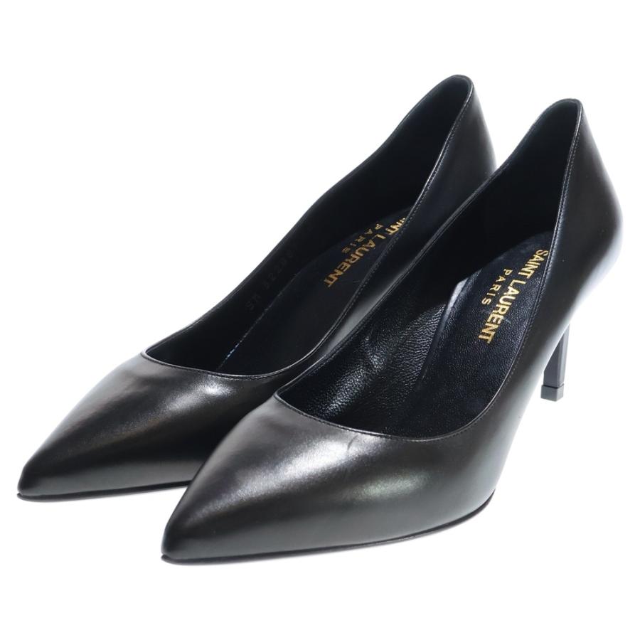 SAINT LAURENT PARIS サンローランパリ ポインテッドトゥ レザー ヒールパンプス 322889 ブラック_1
