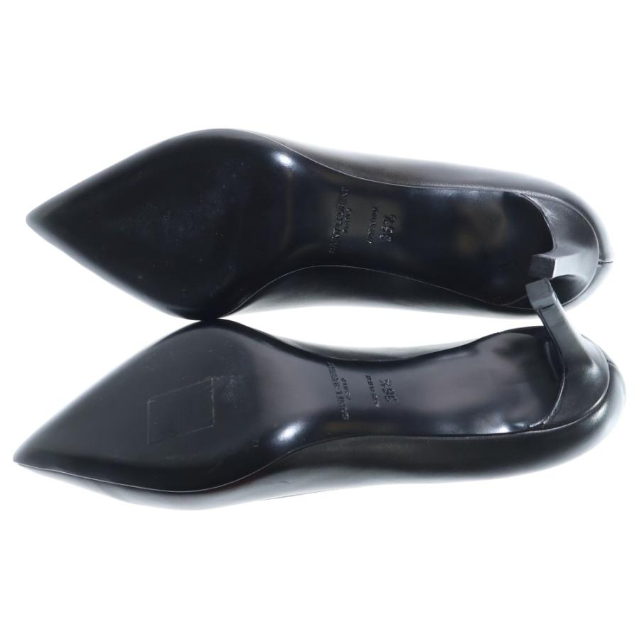 SAINT LAURENT PARIS サンローランパリ ポインテッドトゥ レザー ヒールパンプス 322889 ブラック_4