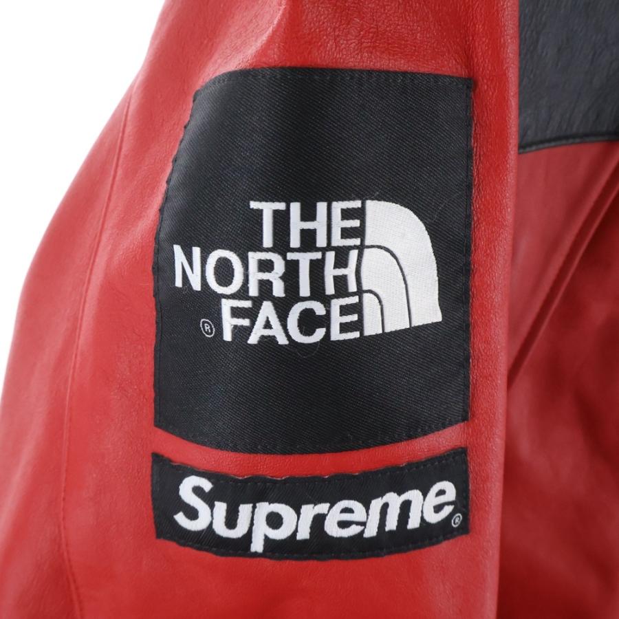 シュプリーム 18AW × THE NORTH FACE Leather Mountain Jacket NF0A3VJ8 ザノースフェイス レザーマウンテンジャケット レッド/ブラックの画像