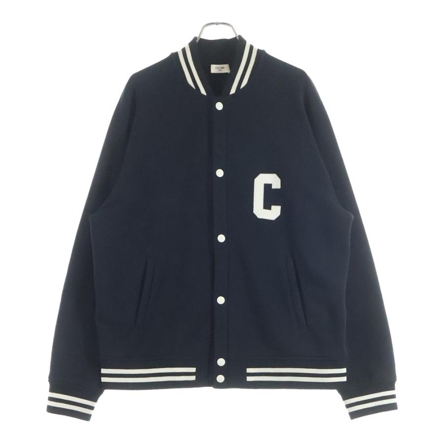【1】CELINE セリーヌ　カレッジテディジャケットブルゾン　ブラックXL CELINE（セリーヌ） 22AW カレッジロゴ テディ ジャケット ブルゾン