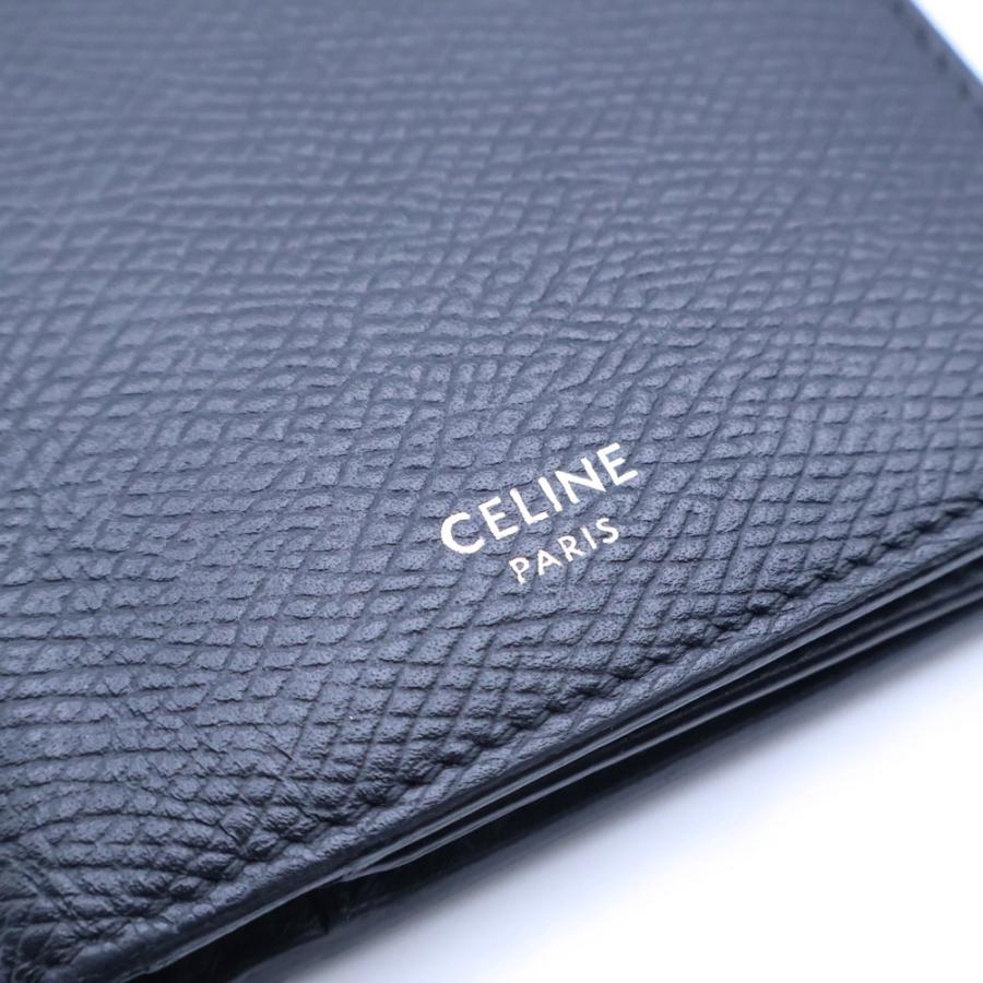 CELINE（セリーヌ） グレインレザー 二つ折り財布 W-SD-3270 ブラック