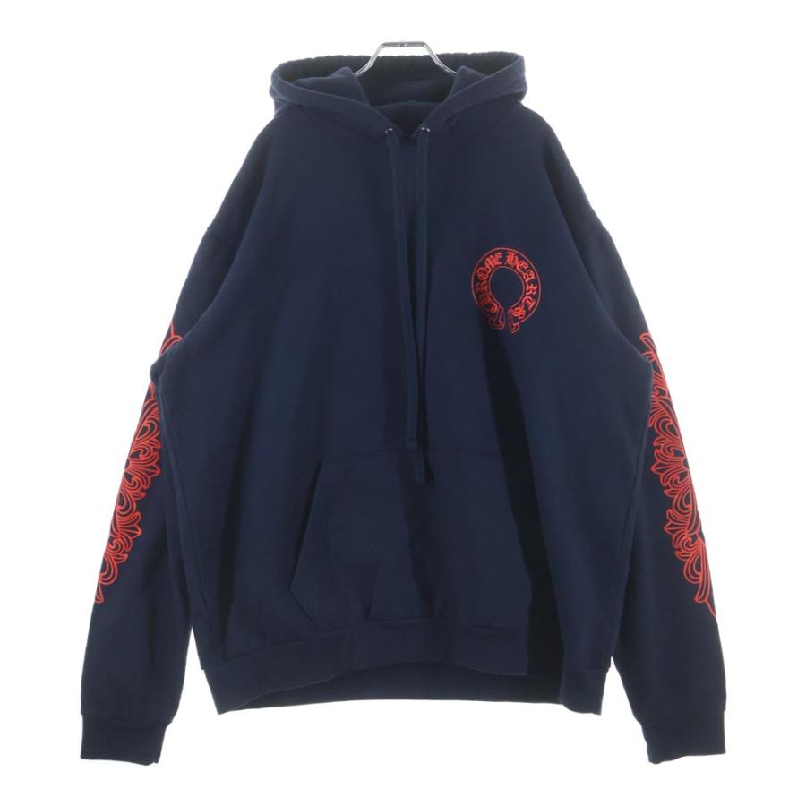 【正規品】CHROME HEARTS CHプラスバックブリントパーカー ネイビー CHROME HEARTS（クロムハーツ） SWTSHRT PLVR バックホースシュー袖