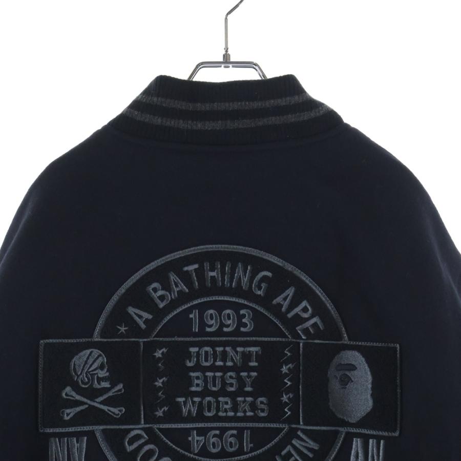 A BATHING APE アベイシングエイプ × NEIGHBORHOOD 50着限定 019シリアル入り レザーアームスタジアムジャケット 001HJJ211901C ブラックの画像