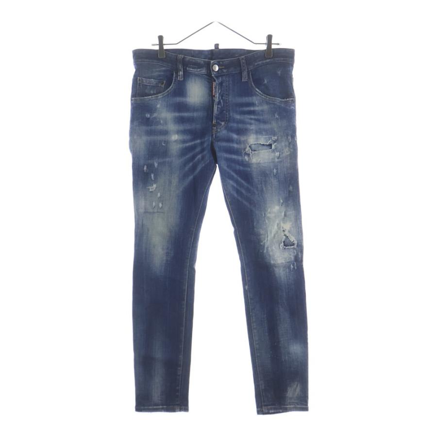 美品 定価86,900円 22s◇DSQUARED2 SKATER JEANS S74LB1042 ダメージ加工 ジーンズ ボタンフライスリム ミッドライズ ディースクエアード DSQUARED2（ディースクエアード） 22SS SKATER JEANS ダメージ加工