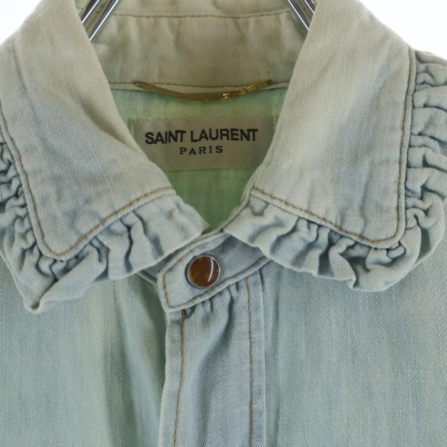 SAINT LAURENT PARIS★襟フリル デニム ウエスタンシャツ SAINT LAURENT PARIS サンローランパリ 15SS 襟フリル デニム 393702