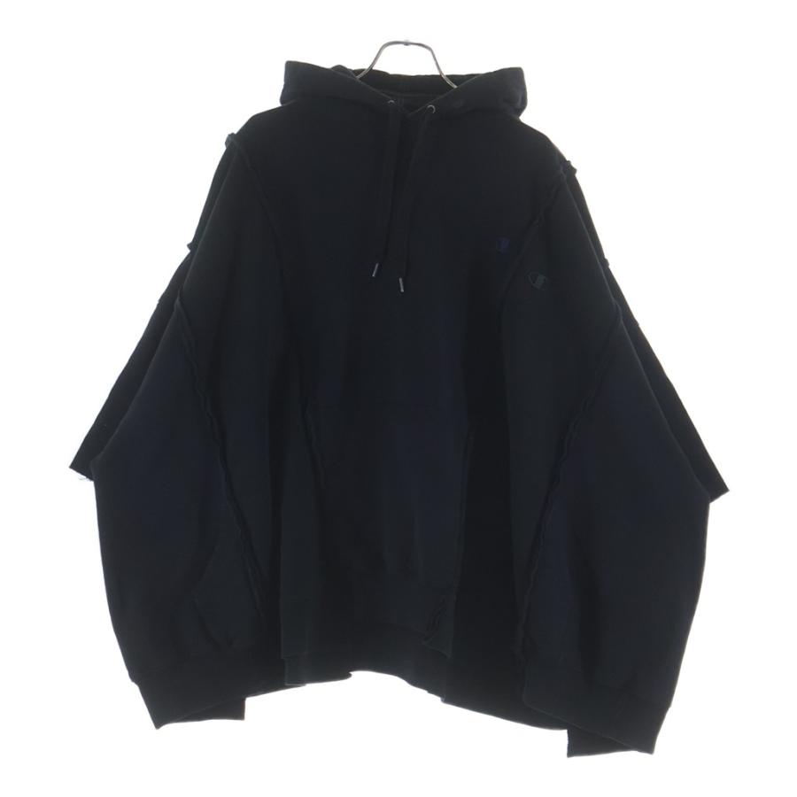ま*ん様 DISCOVERED チャンピオンリメイクパーカーオーバーサイズ DISCOVERED（ディスカバード） ×CHAMPION 再構築フーデッドパーカー DC
