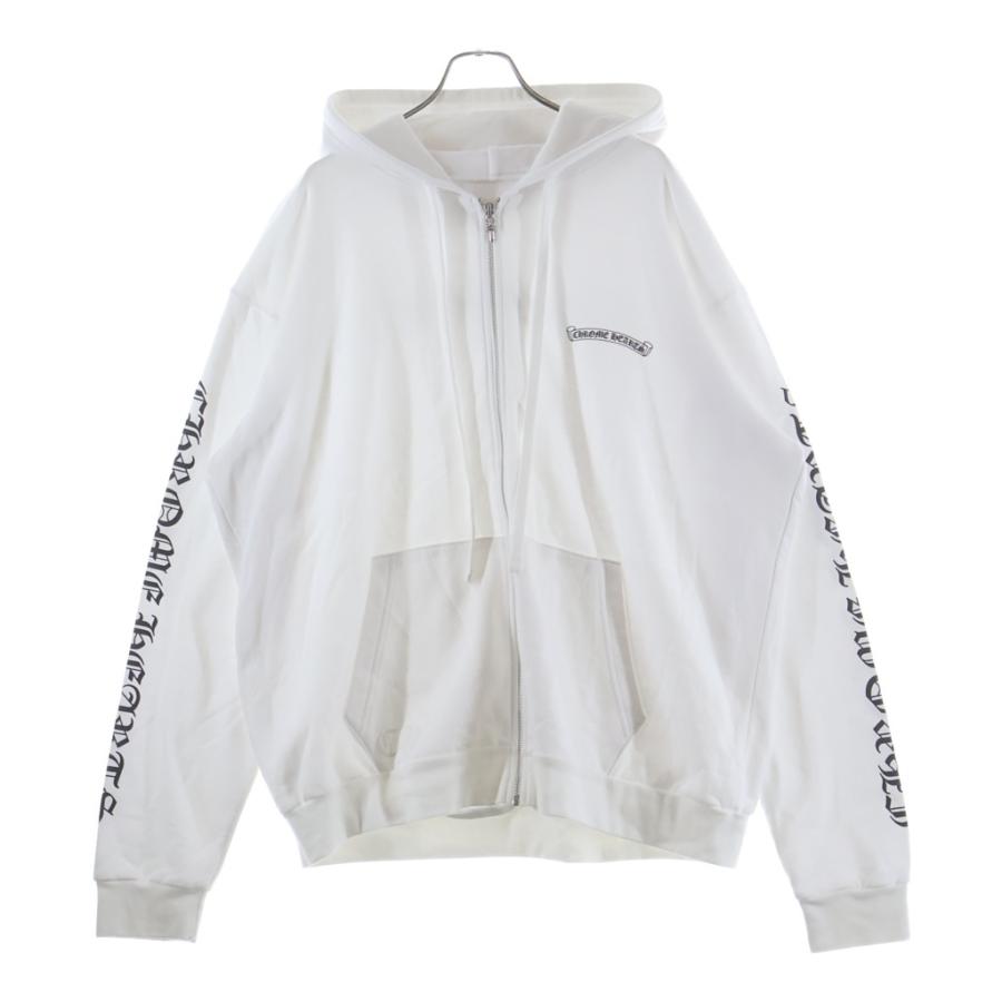 CHROME HEARTS ジップアップパーカー ホワイト S クロムハーツ CHROME HEARTS（クロムハーツ） SWTSHRT HD ZIP 袖ロゴ バック