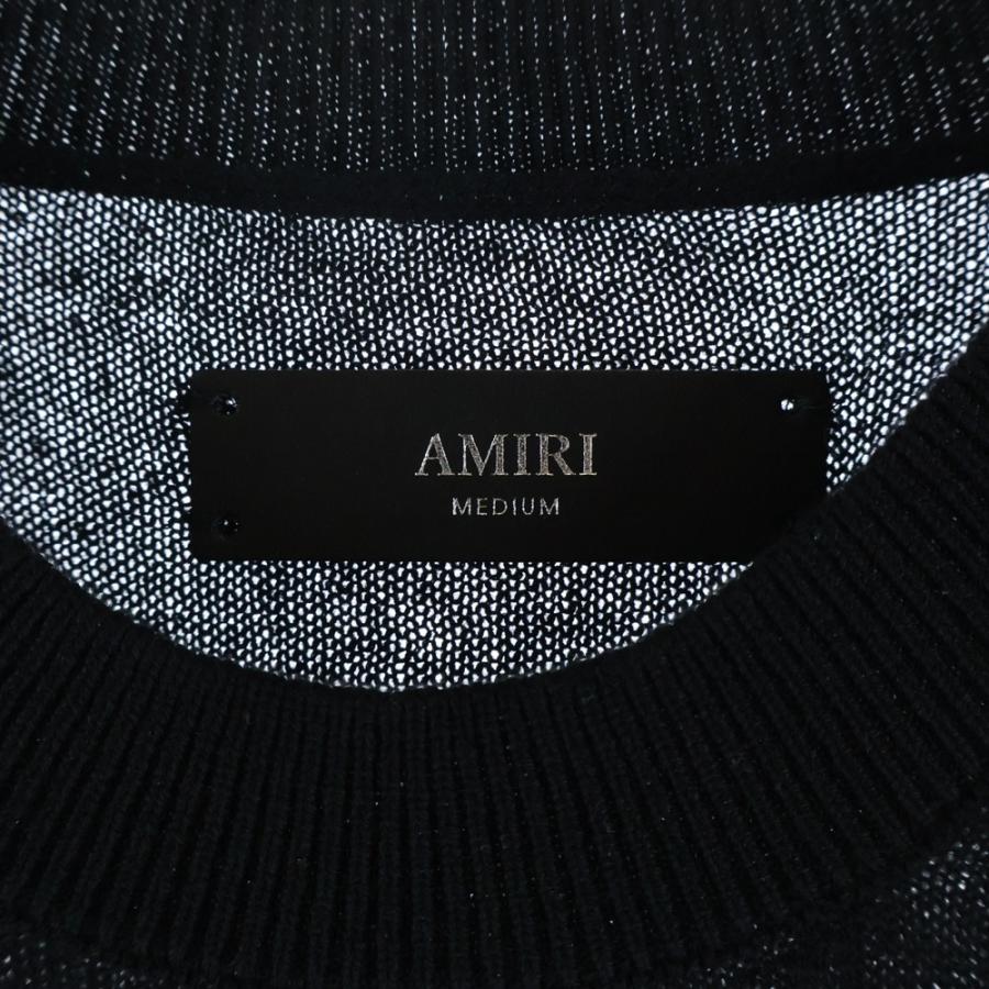 AMIRI（アミリ） ロゴ刺繍 クルーネック カシミヤ 長袖ニット セーター 