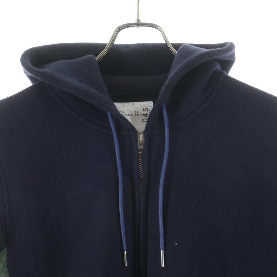 トップス sacai SCM-045 sponge sweat MA-1 hoodie sacai Black Sponge Sweat MA-1 Zip Hoodie Sacai
